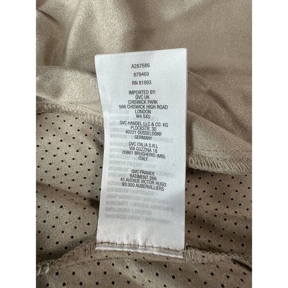 Susan Graver 1X Faux Suede Feel Vest Beige Large Zip Close Pockets New​ - Picture 9 of 11